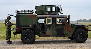 Airmen participate in a CBRN exercise