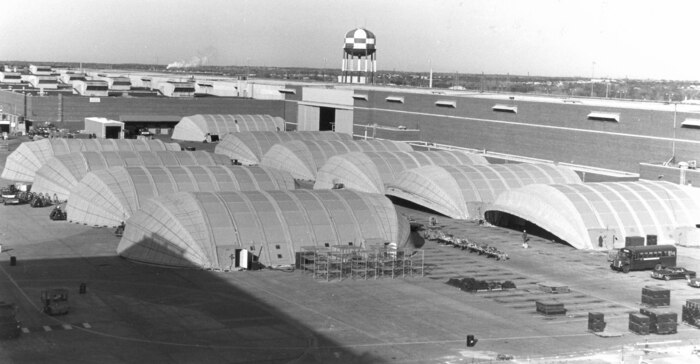 Hangarettes west of Bld 3001 dogleg following 1984 fire