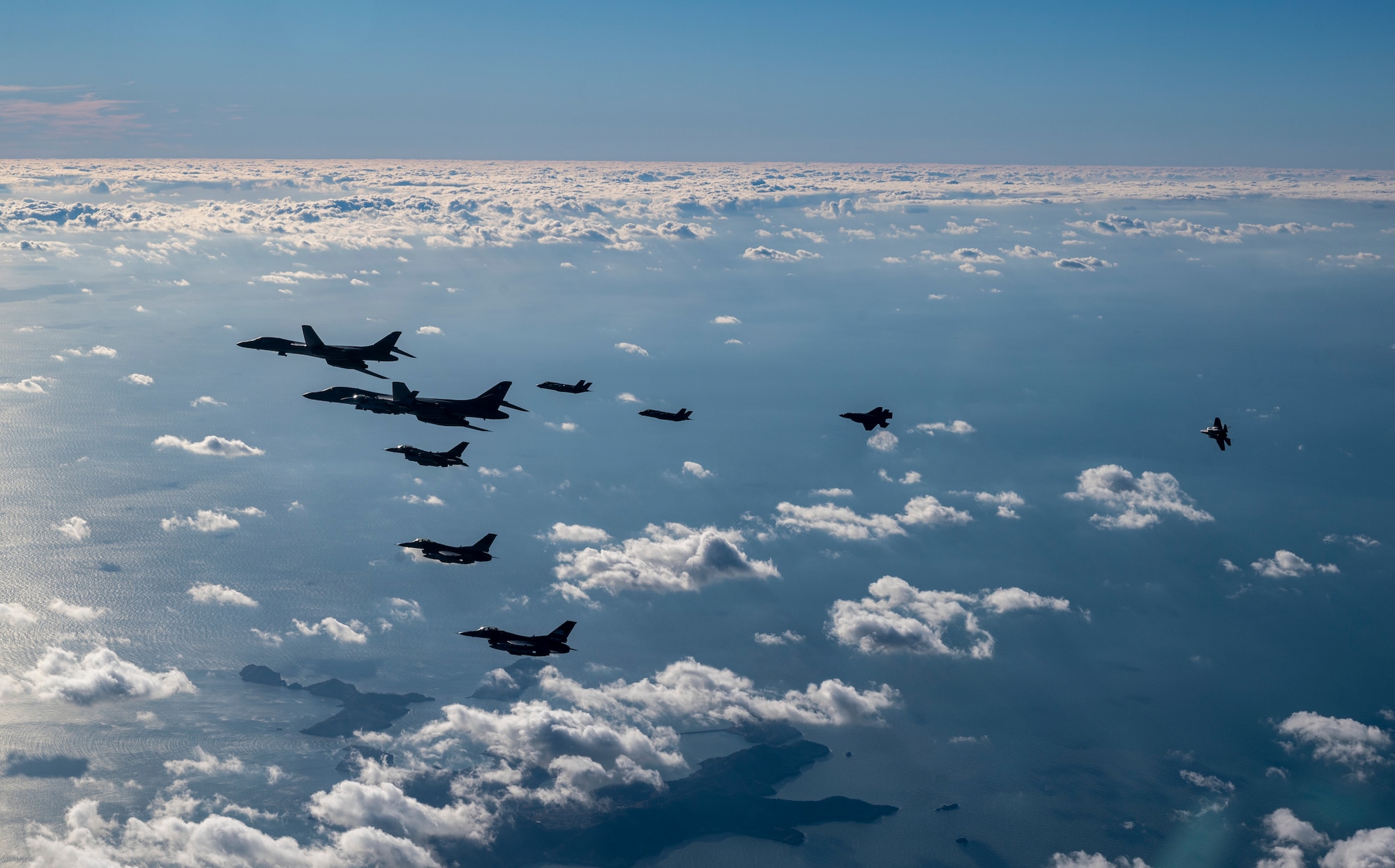 51st Fighter Wing’s F-16’s joined with Indo-Pacific Command B-1B bombers and Republic of Korea F-35A’s in a combined training flight over the Korean Peninsula as part of Vigilant Storm 23, Nov. 5, 2022.