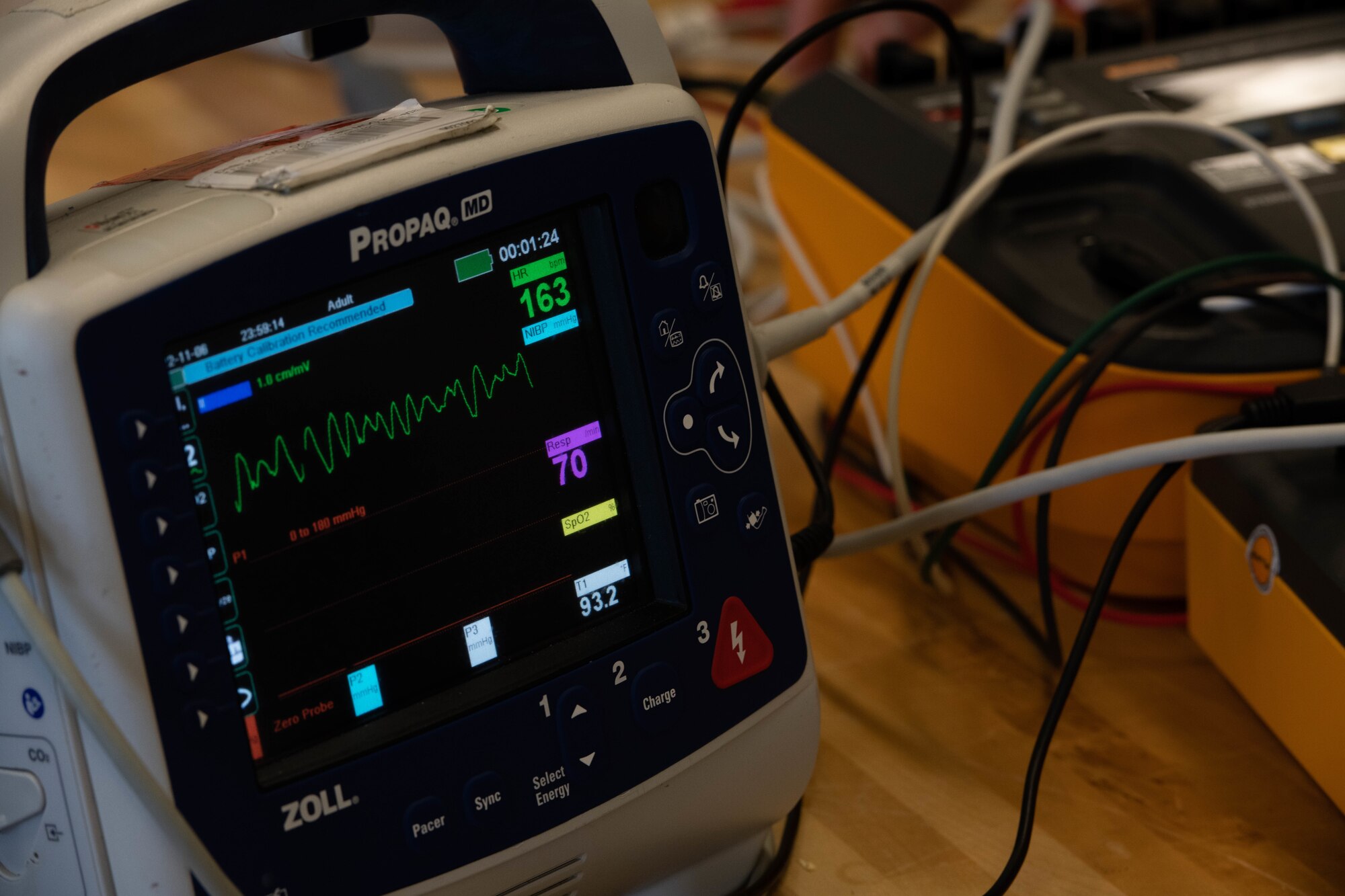 Medical equipment is tested.