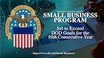 Small business graphic with DLA logo and text with muted financial graph background image.