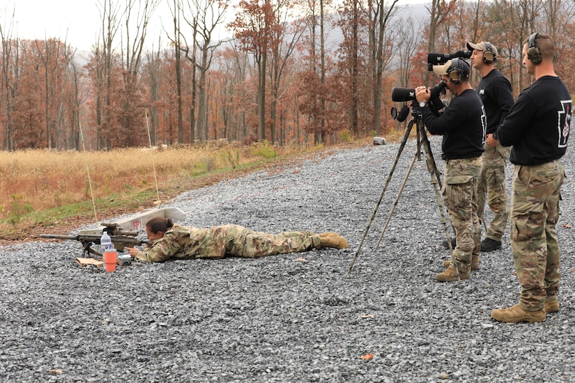 A U.S. Army sniper team competes in the Pennsylvania State Sniper Match sponsored by The Pennsylvania National Guard’s Marksmanship Training Unit (MTU) November 3-6 at Fort Indiantown Gap. This sniper team has been selected as the best from their unit to compete in the annual event.