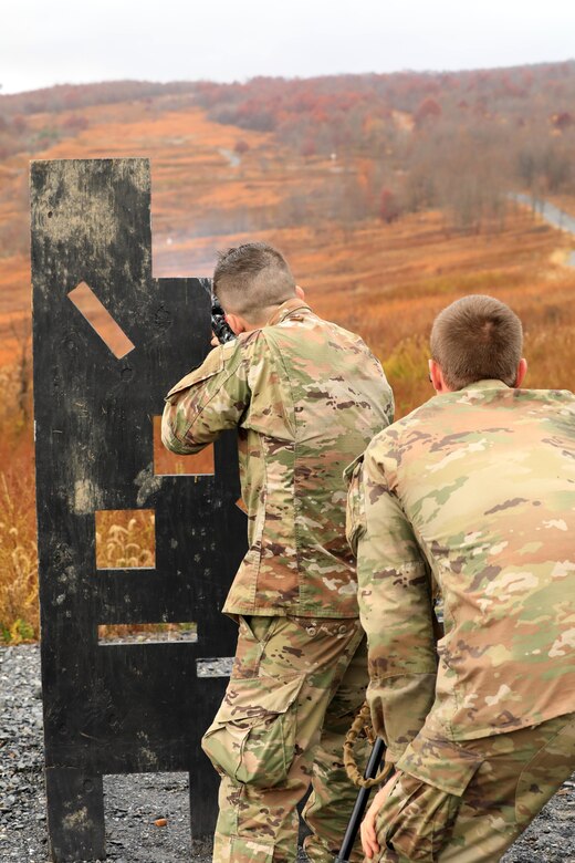 A U.S. Army sniper team competes in the Pennsylvania State Sniper Match sponsored by The Pennsylvania National Guard’s Marksmanship Training Unit (MTU) November 3-6 at Fort Indiantown Gap. This sniper team has been selected as the best from their unit to compete in the annual event.