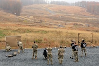 A U.S. Army sniper team competes in the Pennsylvania State Sniper Match sponsored by The Pennsylvania National Guard’s Marksmanship Training Unit (MTU) November 3-6 at Fort Indiantown Gap. This sniper team has been selected as the best from their unit to compete in the annual event.