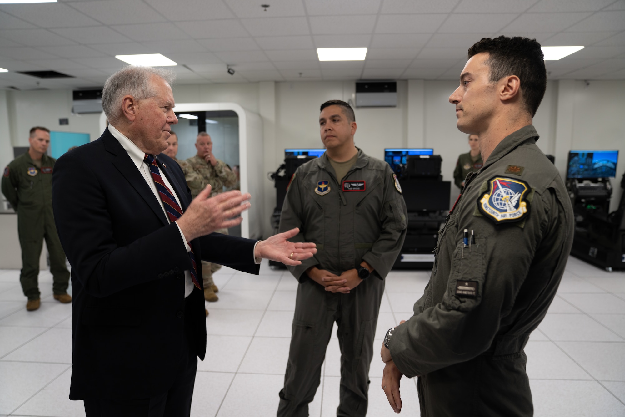 Secretary of the Air Force Kendall speaks with pilots of Air Education and Training Command.