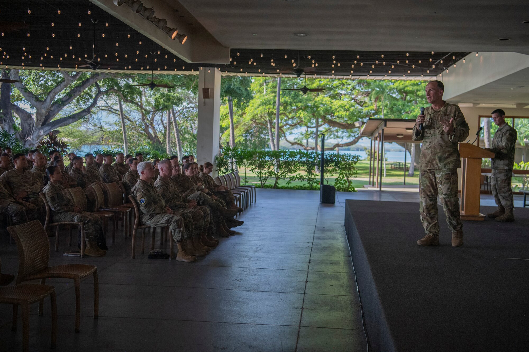 Lt. Gen. John Healy, Chief of the Air Force Reserve and Commander, Air Force Reserve Command, tours the 624th Regional Support Group, Joint Base Pearl Harbor-Hickam, Hawaii, Nov. 6, 2022.