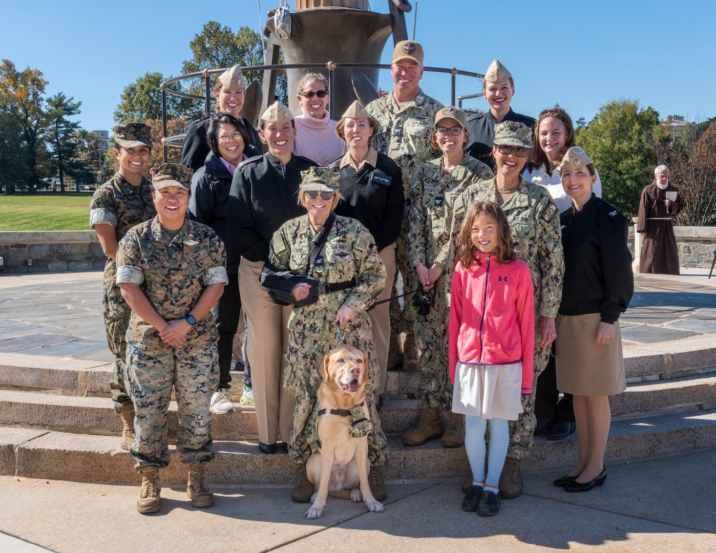 Navy Capt. Anthony W. Keller, executive officer, Navy Medicine Readiness and Training Command officiated at the commissioning of the newest Nurse Corps facility dog – Angus Darling, who was commissioned as a lieutenant in the Nurse Officer Corps, U.S. Navy.