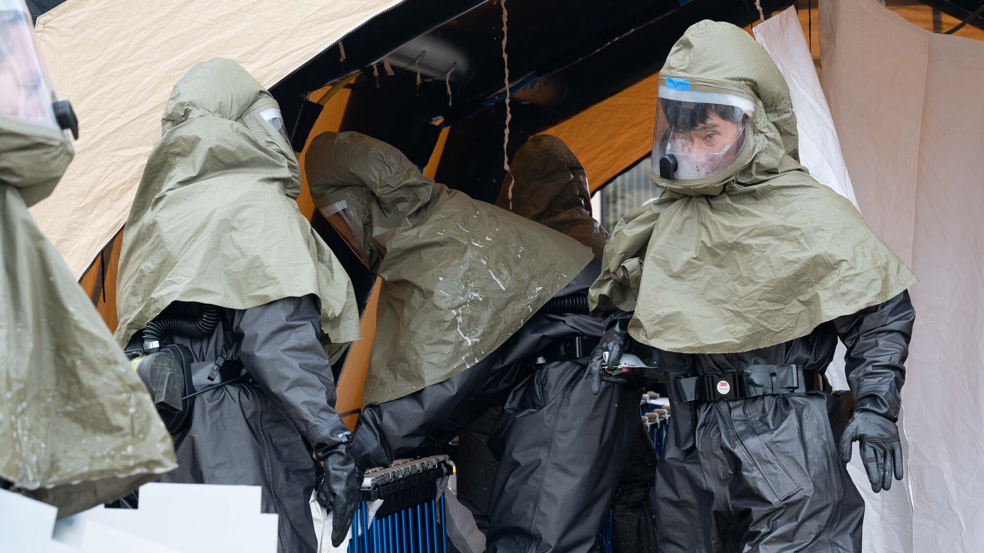 Pictured above is a group of Airmen preparing a tent.