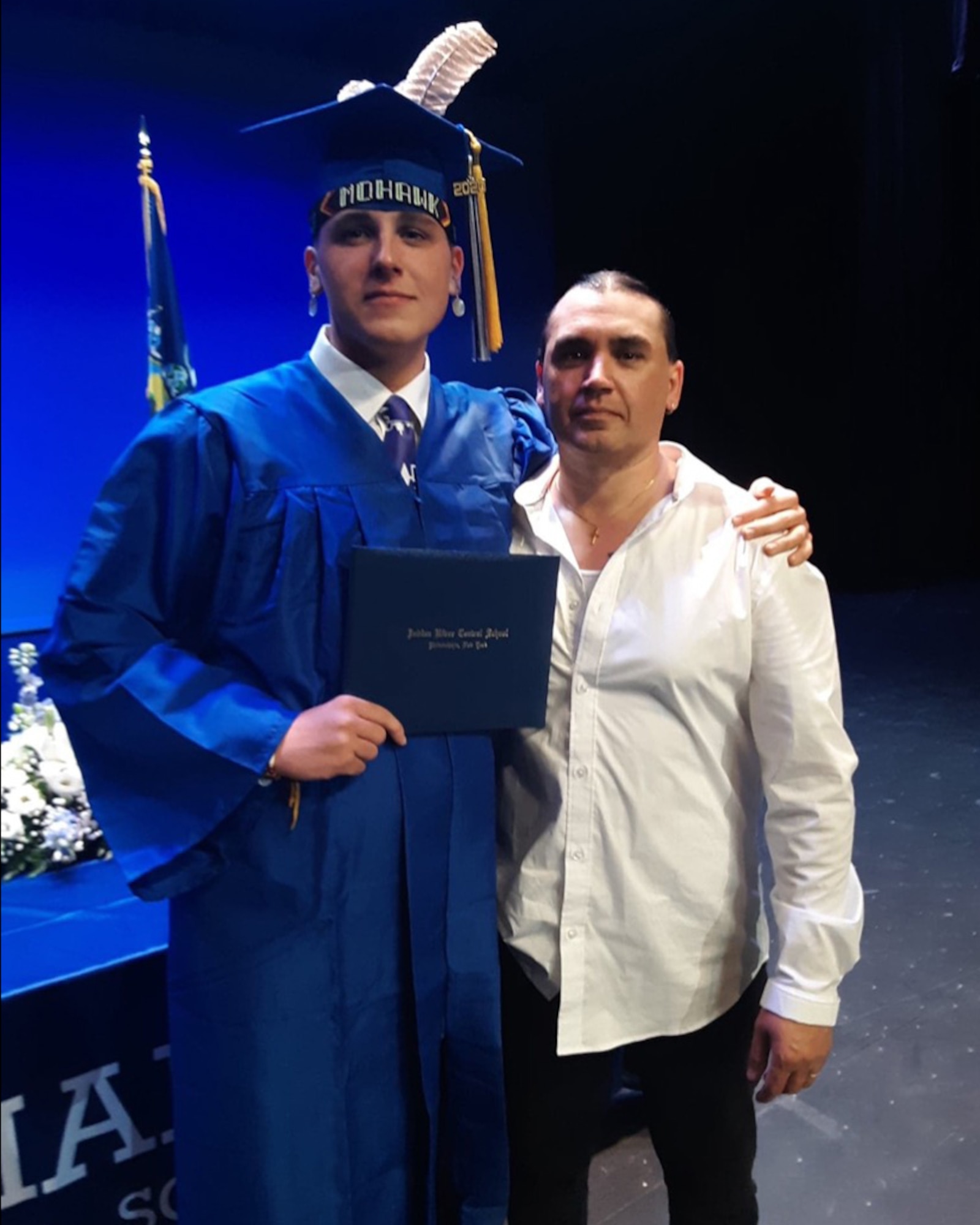 Connor Crawn, left, stands beside his father, Michael Crawn, following his graduation ceremony at Indian River High School, New York, in May, 2022. Connor joined the Air Force in January
of 2021 and now serves as an airman 1st class at Malmstrom Air Force Base, Mont., in the 341st Missile Security Operations Squadron. (Courtesy photo)