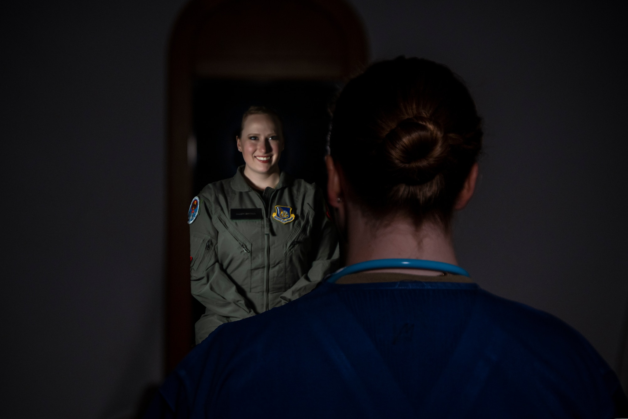U.S. Air Force Maj. Justine Wells, 35th Surgical Operations Squadron labor and delivery element leader, poses for a photo at Misawa Air Base, Japan, Oct. 20, 2022.