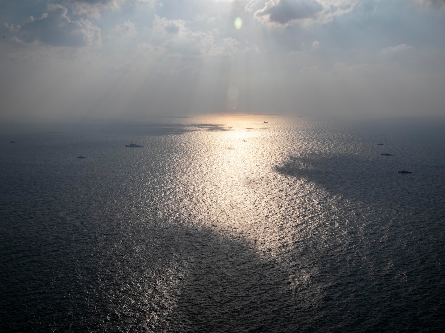 221104-N-UL352-1767 ARABIAN GULF (Nov. 4, 2022) U.S. Navy and U.S. Coast Guard ships sail in formation with Royal Saudi Naval Forces ships during exercise Nautical Defender in the Arabian Gulf, Nov. 4. The multilateral training event involved U.S. Naval Forces Central Command, Royal Saudi Navy’s Eastern Fleet and UK’s Royal Navy.