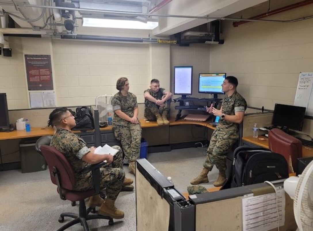 Marines from across HQ Bn take part in the Bn's first Tactical Combat Casualty Care (TCCC) Train the Trainer course.