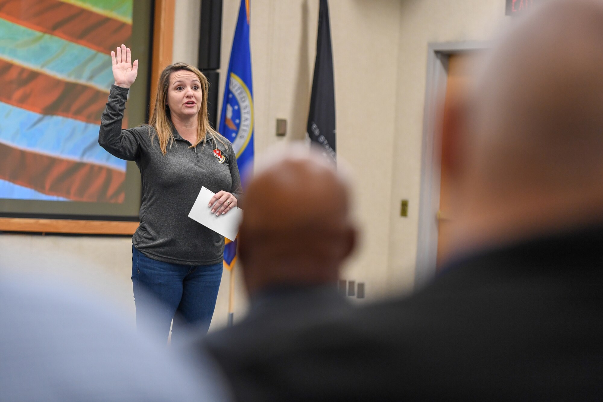 Image of installation commander speaking to audience