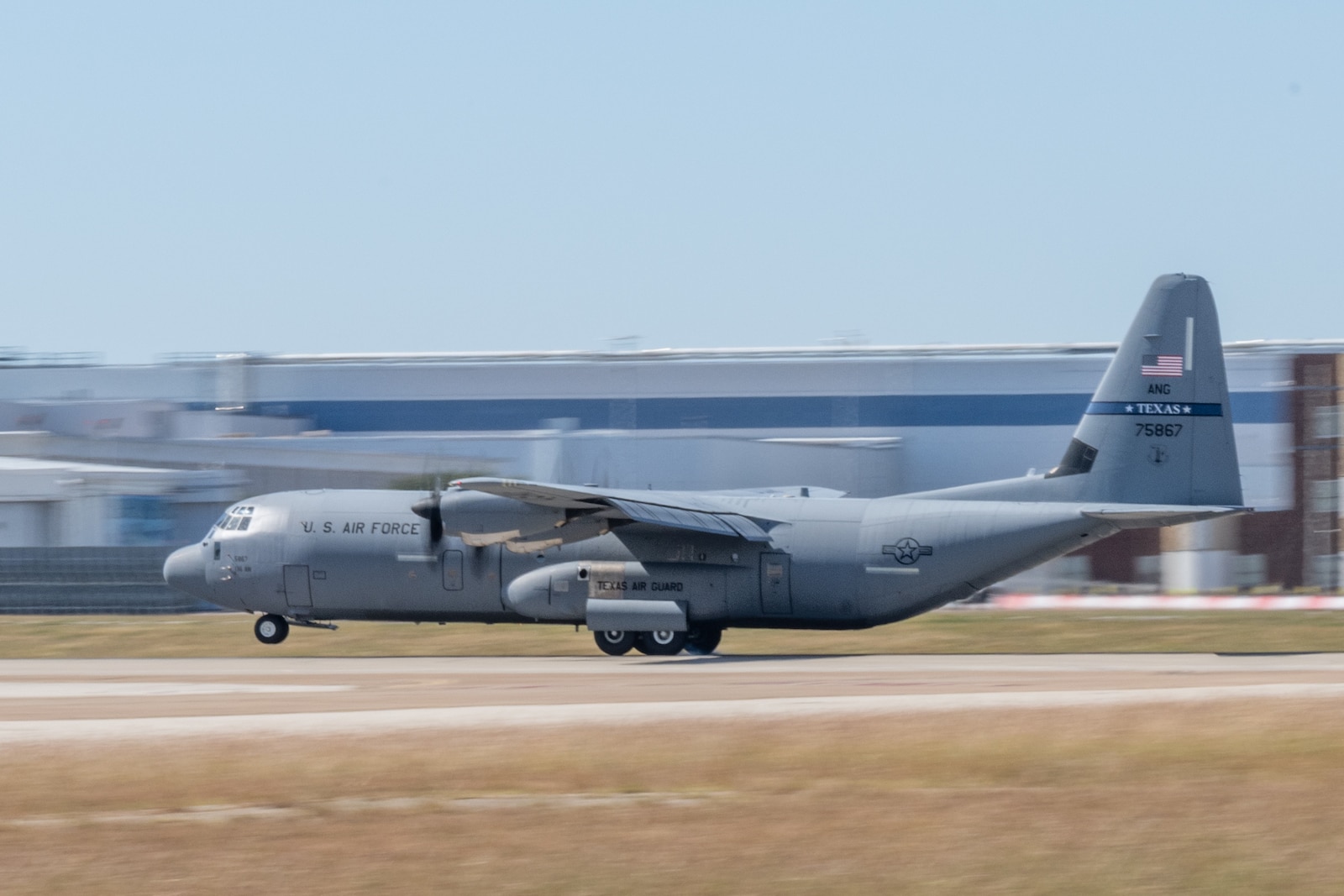 C-130J lands on runway