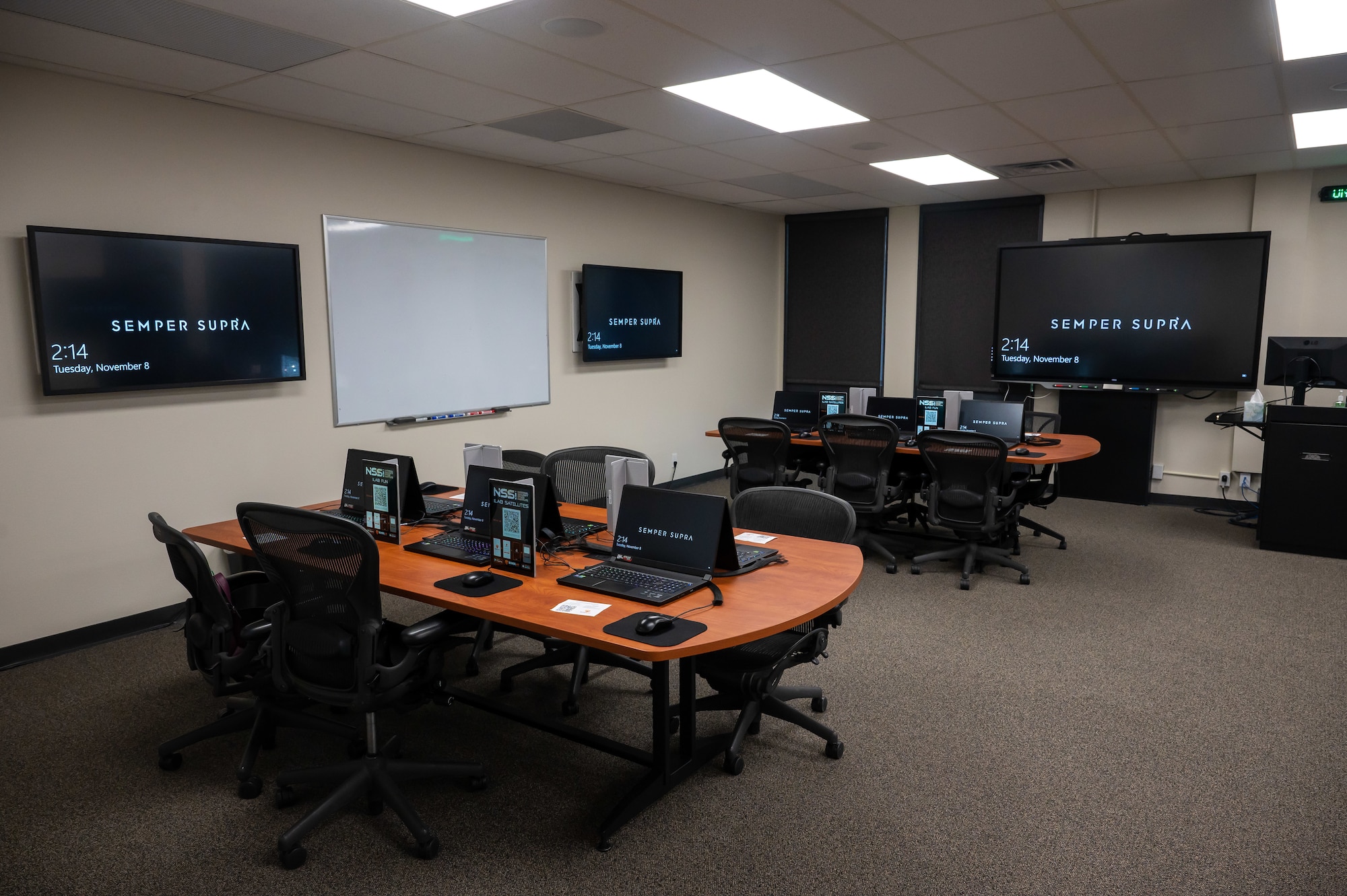 An empty classroom inside the National Security Space Institute - West campus, Colorado Springs, Colo., Nov. 8, 2022.