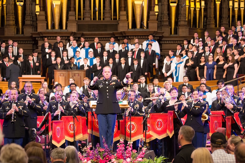 Service members and their supporters from across the state gathered at the Tabernacle on Temple Square, Salt Lake City, Utah November 8, 2019 for the Utah National Guard’s 64th Annual Veteran’s Day Concert commemorating the 75th anniversary of the invasion of Normandy.