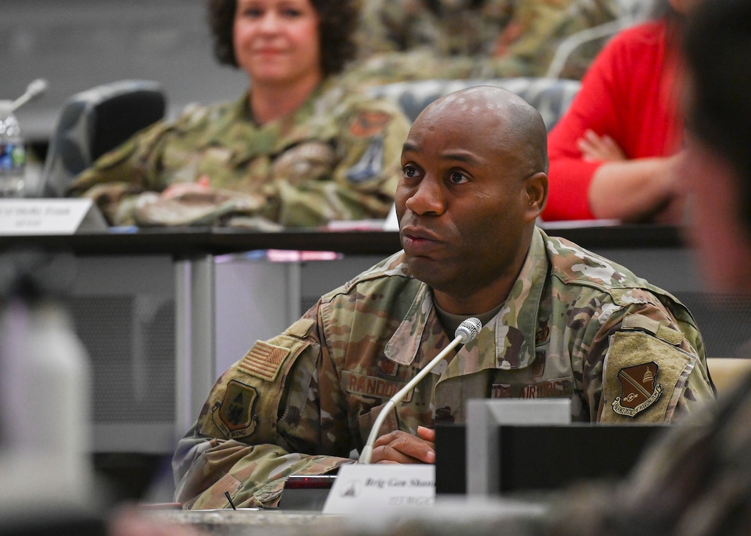 Col. Todd E. Randolph, 316th Wing and installation commander, speaks at the General Jacob E. Smart Conference Center at Joint Base Andrews, Md. Nov. 9, 2022. This was the inaugural event hosted by the 316th Force Support Squadron in a series of events promoting professional development. (U.S. Air Force photo by Airman 1st Class Matthew-John Braman)