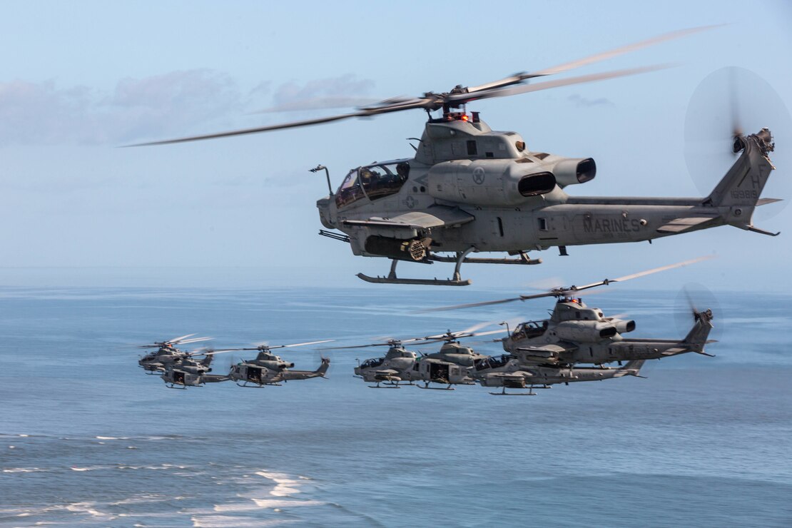 This was the last flight for HMLA-269, which is deactivating in accordance with Force Design 2030. HMLA-269 is a subordinate unit of 2nd Marine Aircraft Wing, the aviation combat element of II Marine Expeditionary Force. (U.S. Marine Corps photo by Pfc. Rowdy Vanskike)