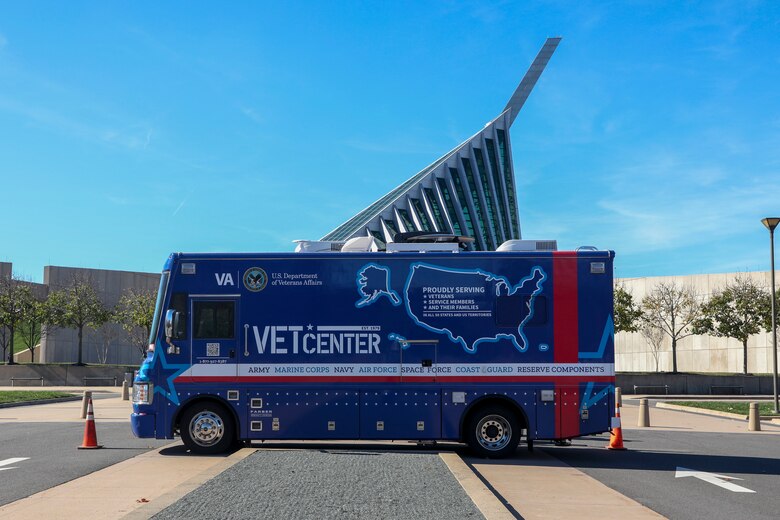 One of the Mobile Vet Centers opens its doors during a ceremony commemorating the partnership between the U.S. Marine Corps and the VA to provide the Mobile Vet Center services to eligible service members at the National Museum of the Marine Corps, Triangle, Virginia, Nov. 8, 2022. Vet Centers offer confidential help for Veterans, service members, and their families in a non-medical setting. The 300 Vet Centers and more than 80 Mobile Vet Centers are used as points of care to enhance the existing support service provided by the Marine Corps. (U.S. Marine Corps photo by Ashley Boster)