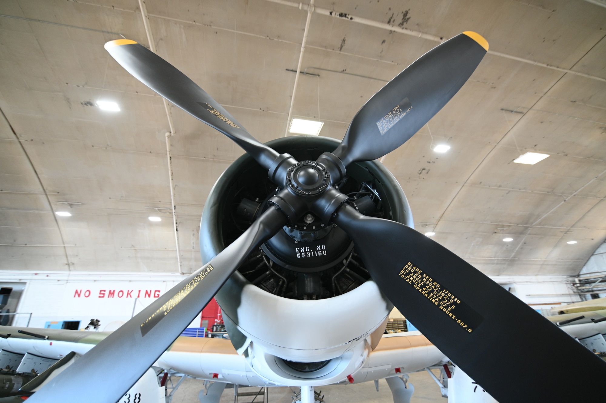 Douglas A-1H Skyraider in Restoration hangar.