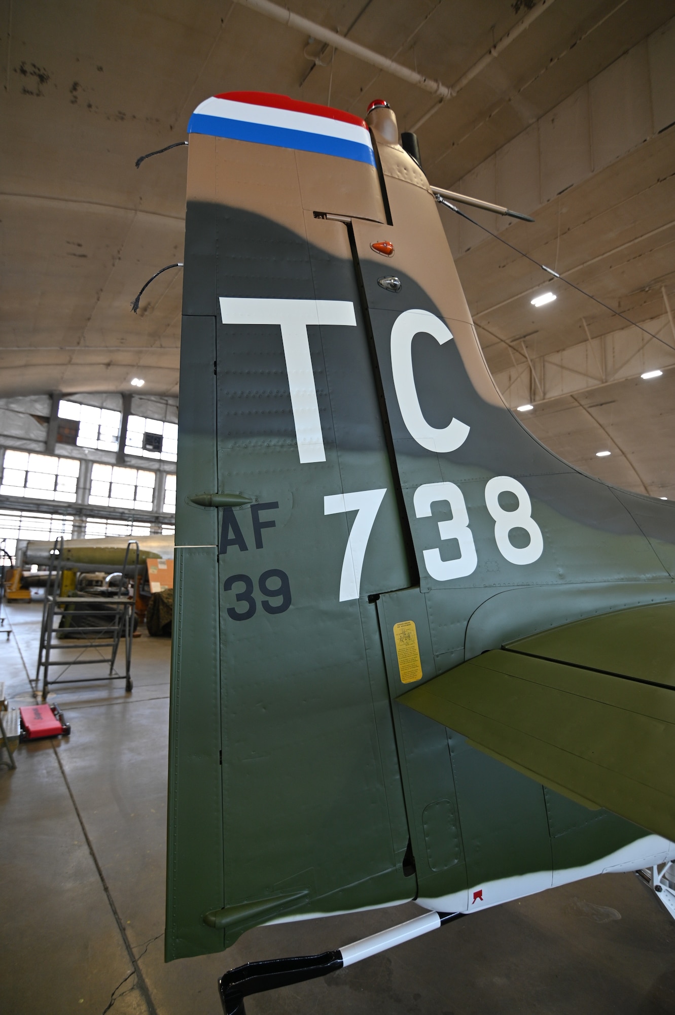 Douglas A-1H Skyraider in Restoration hangar.