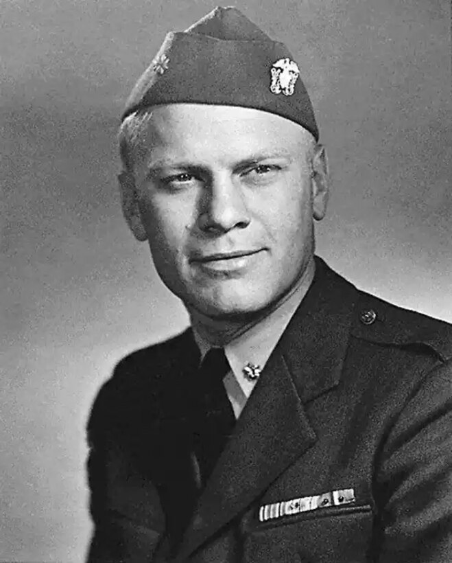 Black and Whilte photo of Gerald Ford during WWII