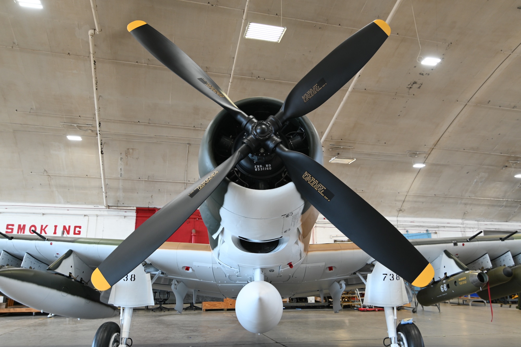 Douglas A-1H Skyraider in Restoration hangar.