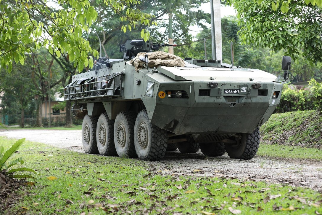 SINGAPORE - During the Annual Exercise Tiger Balm, there was a Field Training Exercise (FTX) between the U.S. Armed Forces and Singapore Armed Forces (SAF) here, June 15, 2022. In the FTX, the use of military vehicles such as the Stryker Infantry Carrier Vehicle (ICV) were used and helped carry out the training mission.  (U.S. Army Reserve photo by Spc. Midori Preecs/Released)