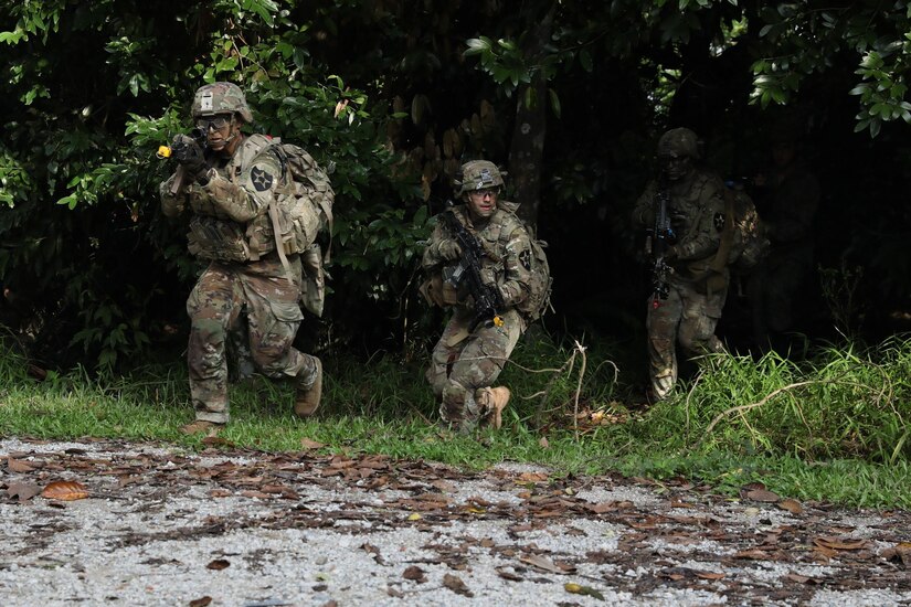 SINGAPORE - U.S. Army Infantry Soldiers from the 1-2 Stryker Brigade Combat Team out of Joint Base Lewis McChord, Washington participate in a Field Training Exercise (FTX) during Exercise Tiger Balm 2022 here, June 15, 2022. The Annual Tiger Balm Exercise showcases and shares several different training events and activities, including the Field Training Exercise (FTX). (U.S. Army Reserve photo by Spc. Midori Preecs/Released)