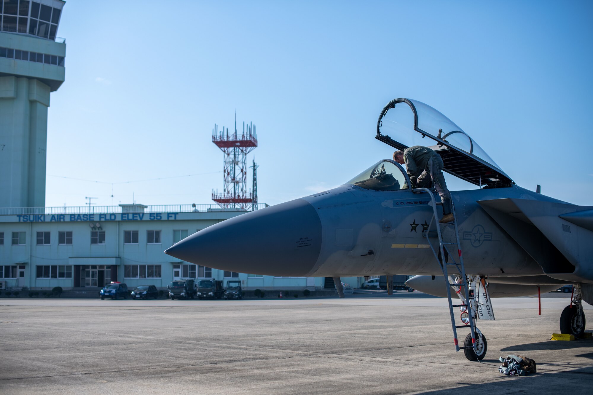 Pilot prepares for take-off.