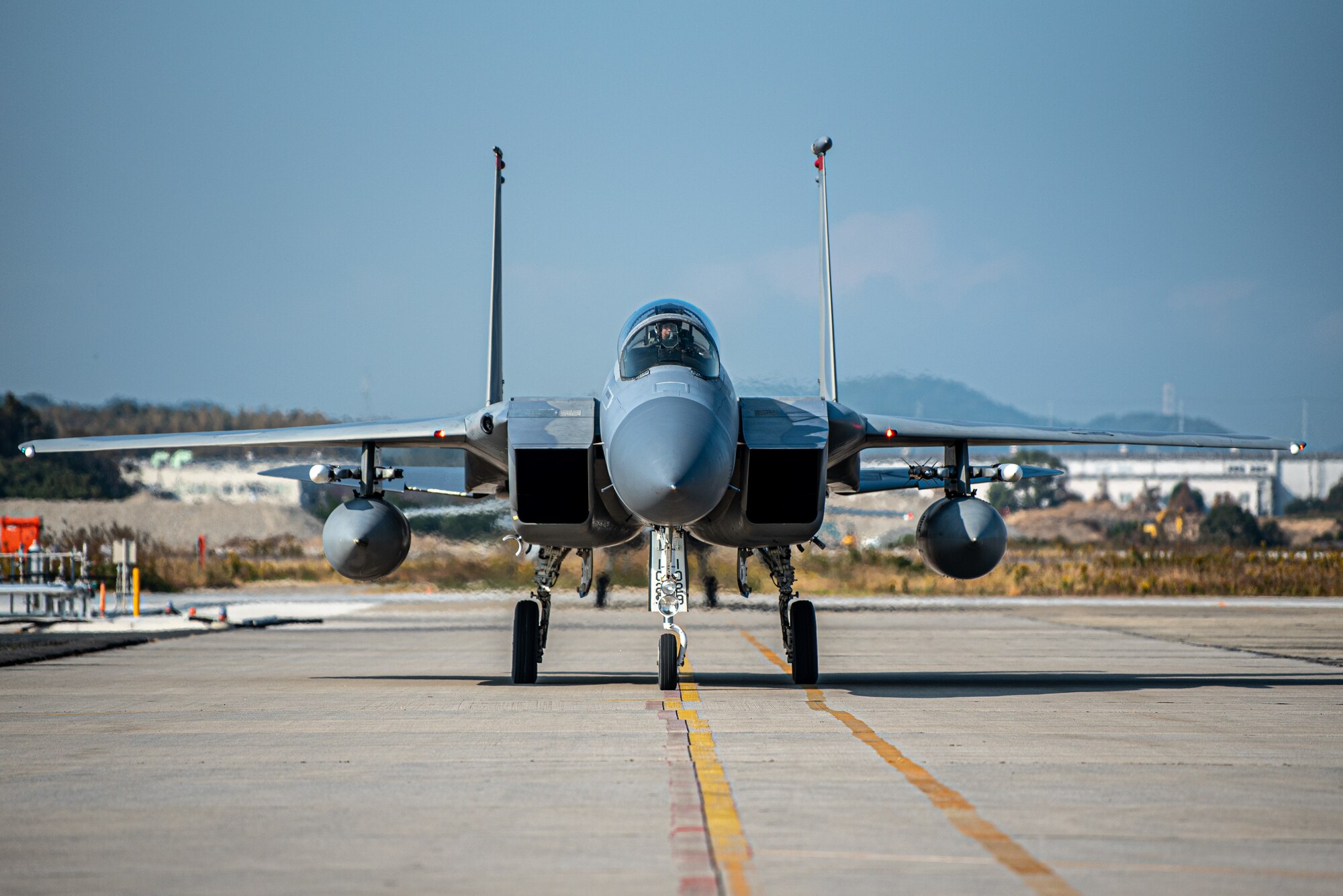 Jet returns from flight.