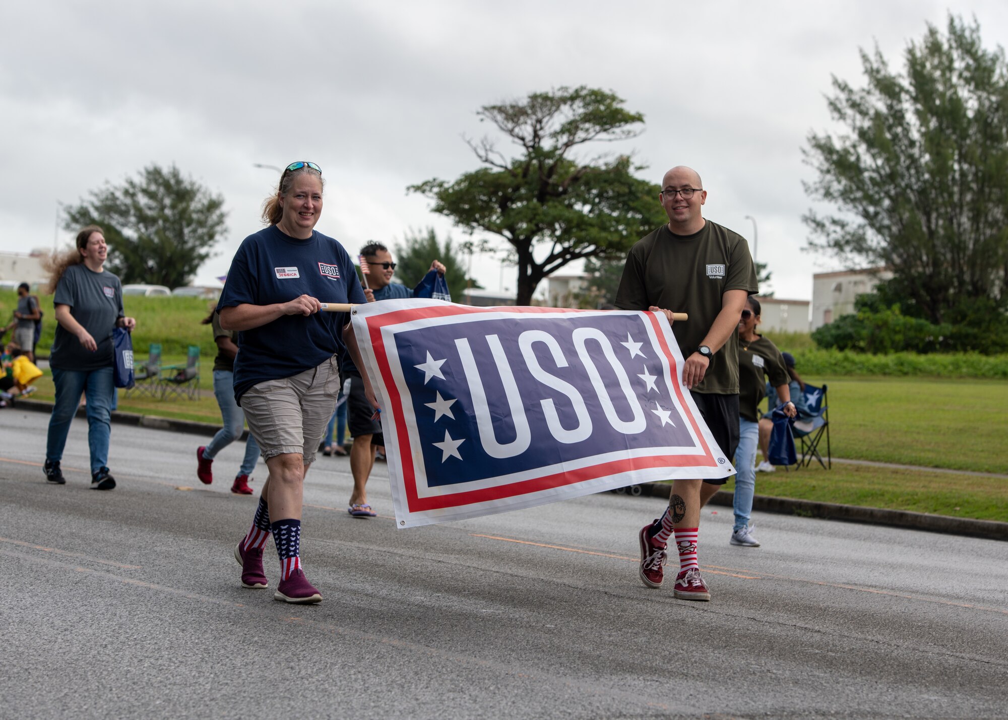 parade participants in parade march.