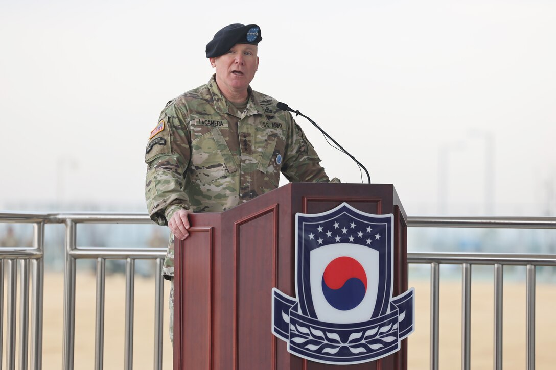 Gen. Paul LaCamera, United Nations Command/Combined Forces Command/United States Forces Korea Commander, hosted the CFC Relocation Ceremony.