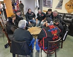 The Klamath Tribes performed a drum circle, a traditional event dating back several thousand years, during a ceremony in honor of American Indian Heritage Month at Kingsley Field in Klamath Falls, Ore., Nov. 6, 2022.