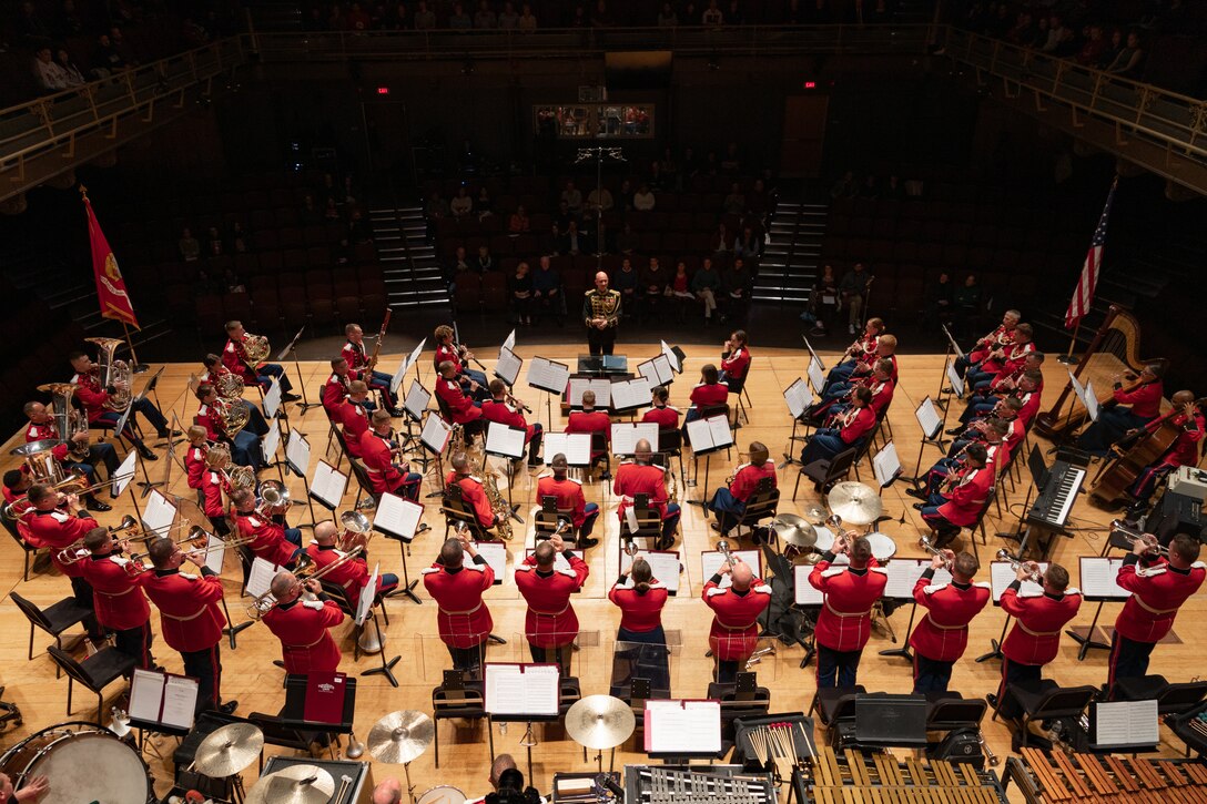 The United States Marine Band performs at the Temple University Performing Arts Center in Philadelphia while on tour Oct. 31, 2022.