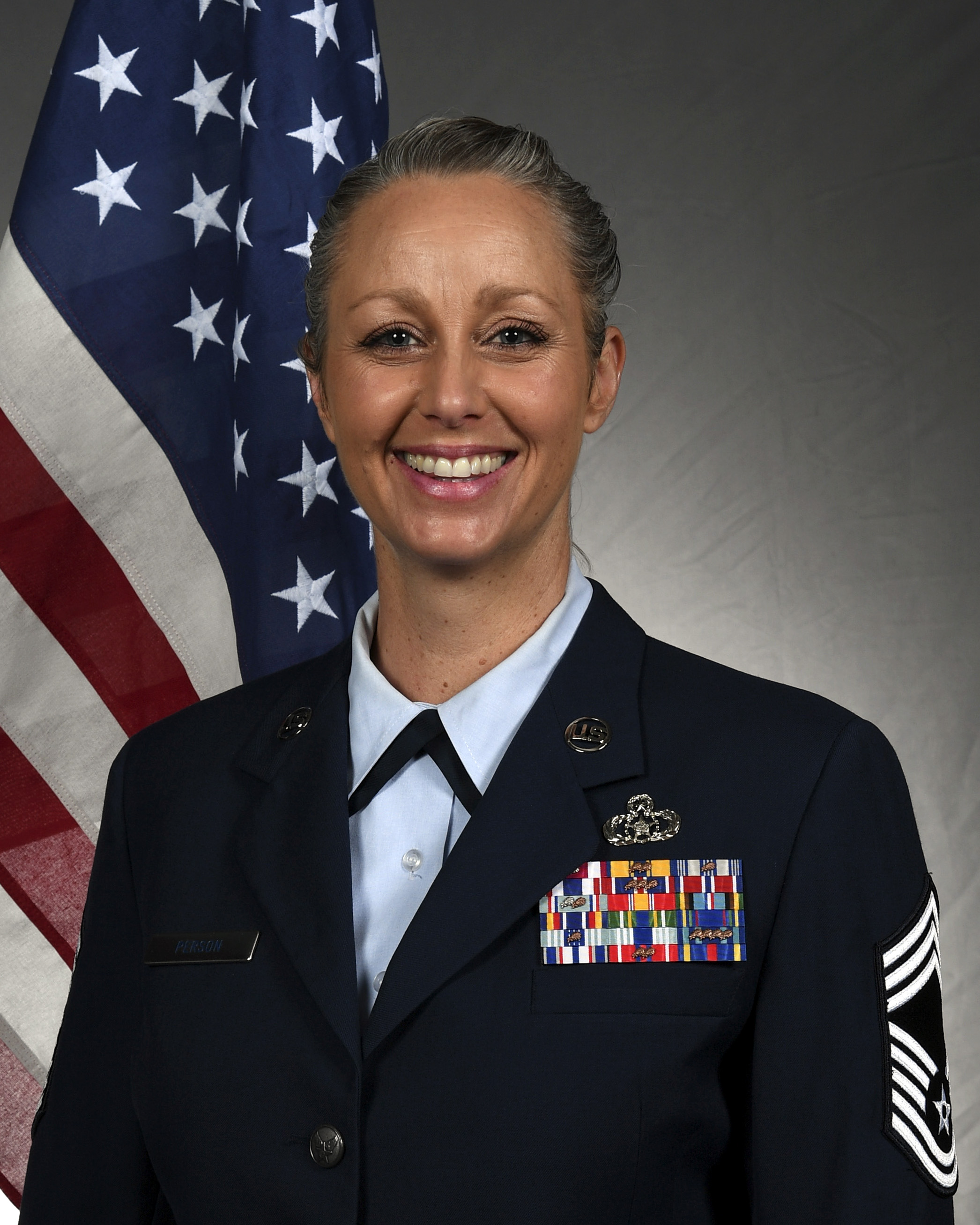 This is the official photo for Chief Master Sgt. Amber Person, Air Force Safety Center Senior Enlisted Manager and Safety Career Field Manager.