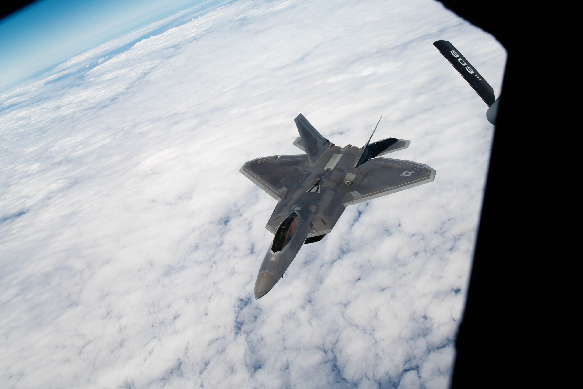 A fighter jet flies.