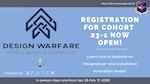 Design Warfare logo on blue background