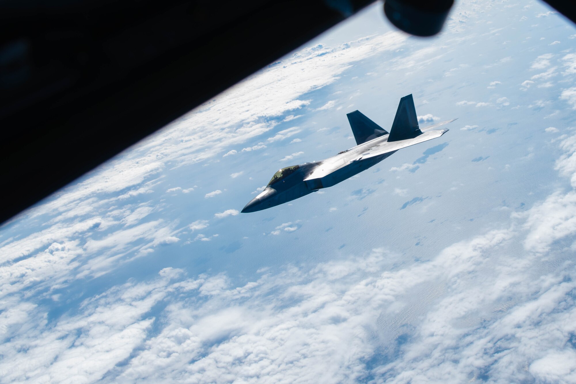 A fighter jet flies.