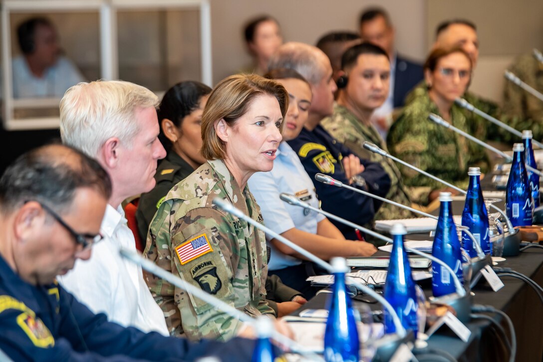 U.S. Army Gen. Laura J. Richardson, commander of U.S. Southern Command, delivers remarks at a Women’s, Peace and Security (WPS) roundtable as part of Continuing Promise 2022 (CP22) in Cartagena, Colombia, Nov. 13, 2022.