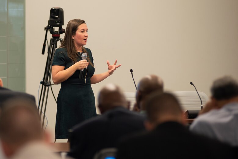 Liz Walker, U.S. Army Corps of Engineers Small Business Programs director, explains how USACE drives the pace for Federal Government Small Business Programs with 26,000 actions awarded annually to small businesses during the Executive Governance Meeting Nov. 1, 2022, in Nashville, Tennessee. (USACE Photo by Lee Roberts)
