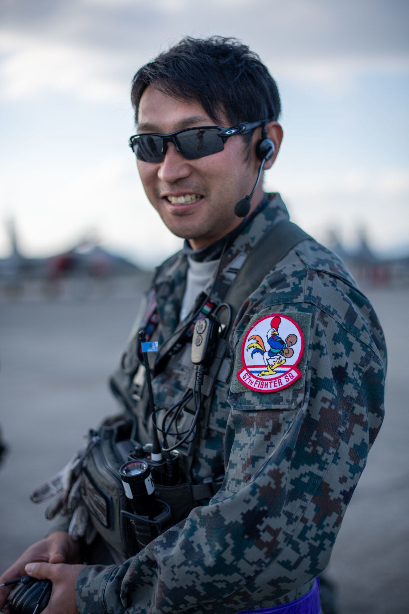 A Japanese military crew chief wears a patch.