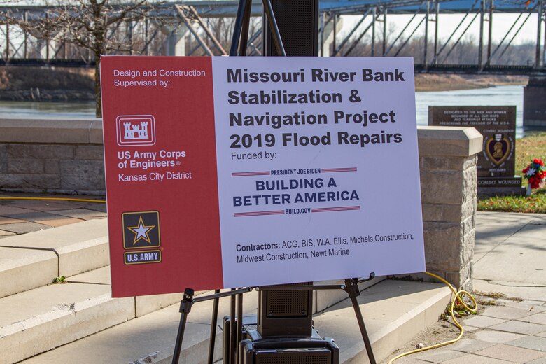 Partners gathered to celebrate the start of Bipartisan Infrastructure Law (BIL) funded repair contracts for the Missouri and Kansas Rivers during a launch event held by the U.S. Army Corps of Engineers, Kansas City District, in Atchison, Kansas, on Nov. 15, 2022. | Photo by Reagan Zimmerman, Kansas City District Public Affairs