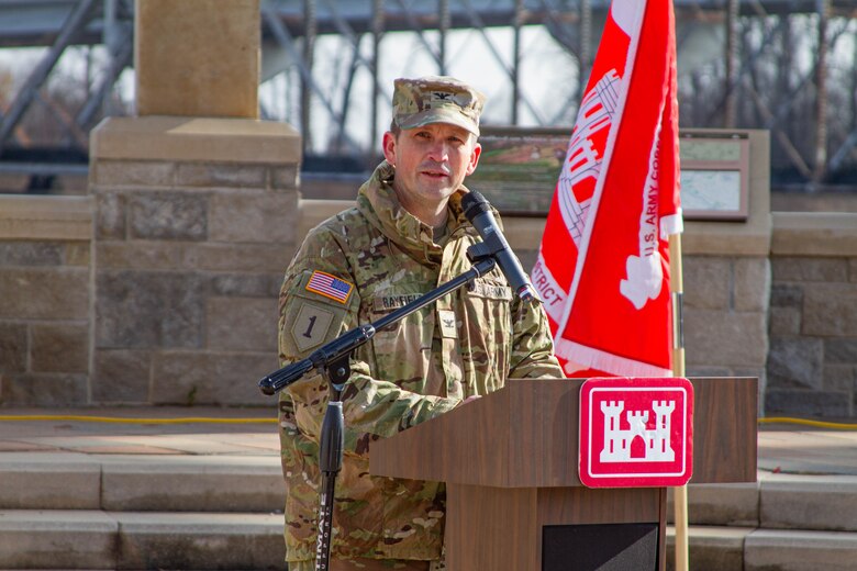 Partners gathered to celebrate the start of Bipartisan Infrastructure Law (BIL) funded repair contracts for the Missouri and Kansas Rivers during a launch event held by the U.S. Army Corps of Engineers, Kansas City District, in Atchison, Kansas, on Nov. 15, 2022. | Photo by Reagan Zimmerman, Kansas City District Public Affairs