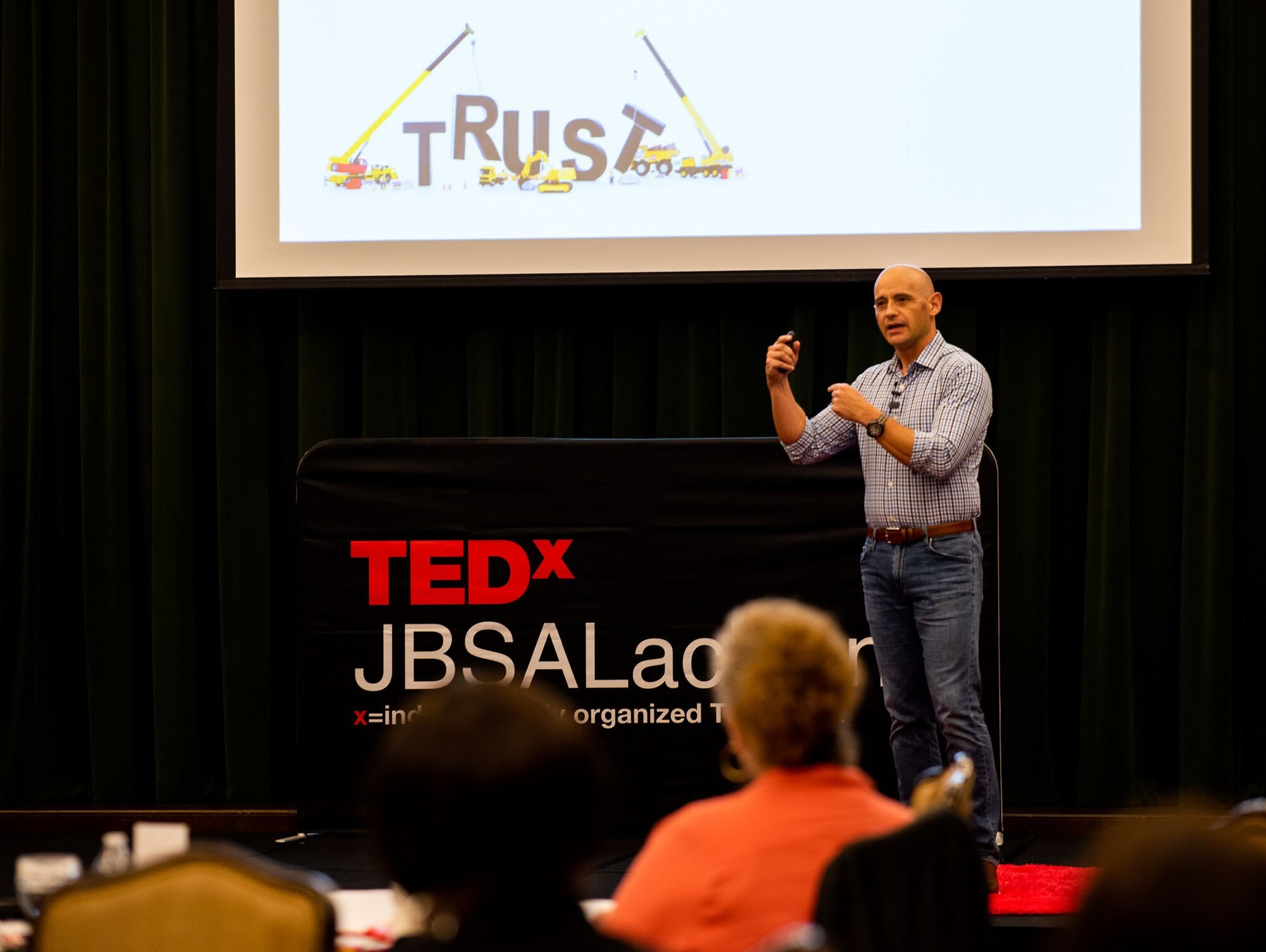 Col. José Jiménez, Jr., Inter-American Air Forces Academy commandant, motions as he speaks during the TEDx Joint Base San Antonio-Lackland, Texas, Nov. 4, 2022.