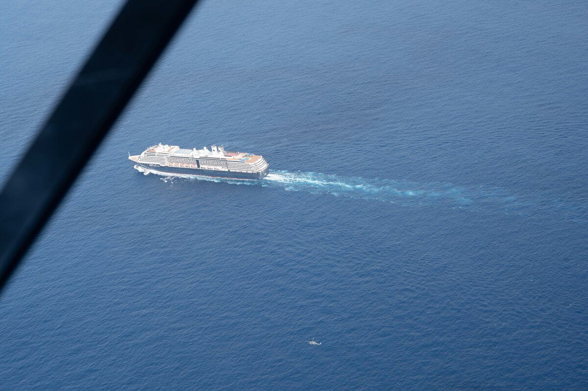 Pictured above is a ship sailing through the ocean.