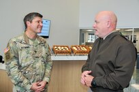 Fort Leavenworth garrison commander speaks with 88th Readiness Division commanding general