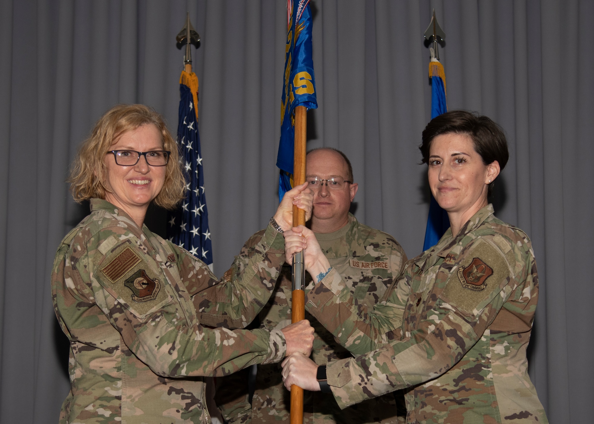 Maj. Leigh DeSantis assumes command of the 512th Logistics Readiness Squadron at Dover Air Force Base, Delaware, November 6, 2022.