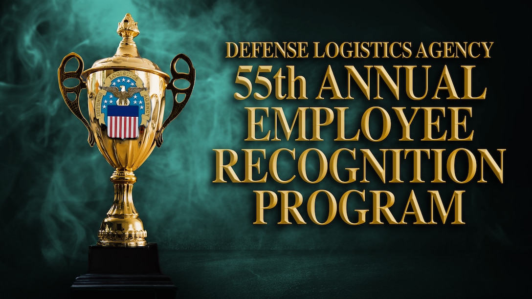 Text with a gold trophy and the DLA logo