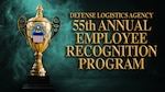 Text with a gold trophy and the DLA logo
